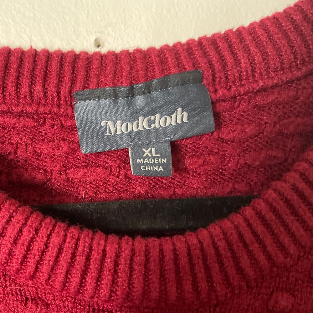Modcloth Excellent Example Textured Sweater Red size XL - Picture 6 of 13